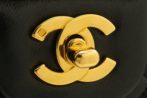 Τσάντα ώμου με αλυσίδα CHANEL Classic Double Flap 10" Μαύρο Lambskin k39