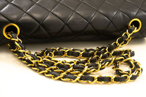 CHANEL Classic Double Flap 10" Chain Shoulder Bag Black Lambskin p31 hannari-shop