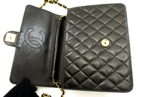 CHANEL Small Chain Shoulder Bag Clutch Black Quilted Flap Lambskin p45 hannari-shop