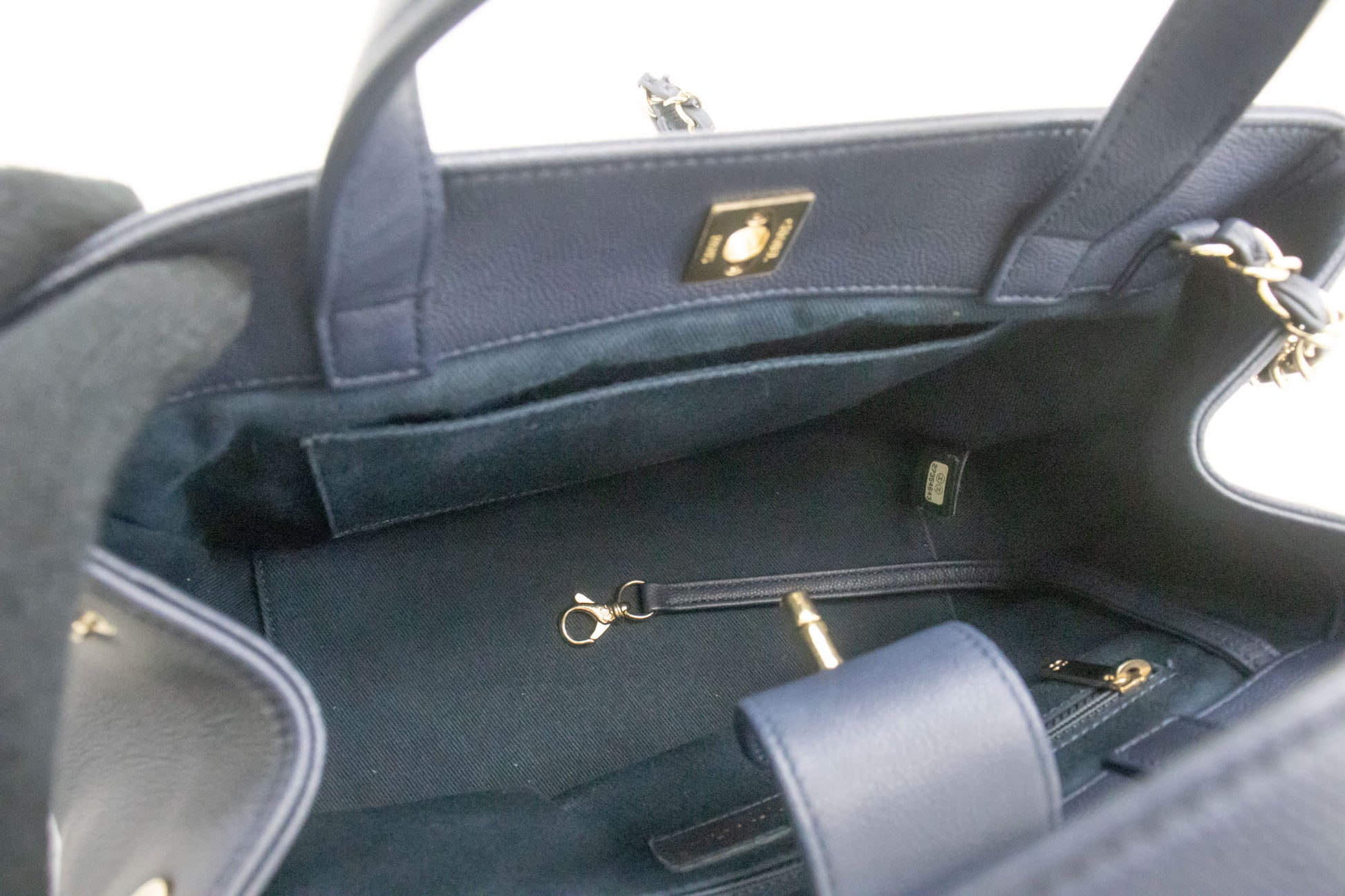 CHANEL Navy Gegranuleerd Kalfsleder Schoudertas Handtas Gewatteerd p44 hannari-shop