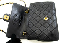 CHANEL Mini Square Small Chain Shoulder Bag Crossbody Black Lamb p39 hannari-shop