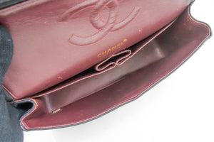Τσάντα ώμου με μεσαία αλυσίδα CHANEL Classic Double Flap Μαύρο αρνί k61