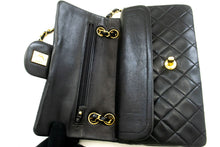 CHANEL Classic Double Flap 9" Chain Shoulder Bag Black Lambskin p43 hannari-shop