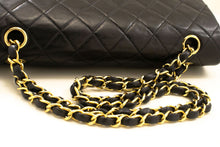 CHANEL Classic Double Flap 10" Chain Shoulder Bag Black Lambskin p97 hannari-shop