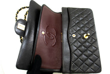 CHANEL Classic Double Flap 10" Chain Shoulder Bag Black Lambskin p97 hannari-shop