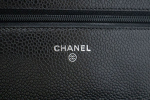 CHANEL Grained Calfskin Wallet On Chain WOC Black Shoulder Bag p60 hannari-shop