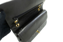 CHANEL Classic Double Flap 10" Chain Shoulder Bag Black Lambskin p59 hannari-shop