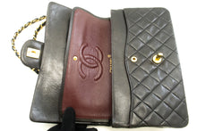 CHANEL Classic Double Flap 10" Chain Shoulder Bag Black Lambskin p59 hannari-shop