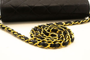 CHANEL Full Flap Chain Shoulder Bag Clutch Black Quilted Lambskin p19 hannari-shop