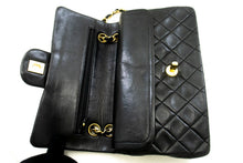 CHANEL Classic Double Flap 9" Chain Shoulder Bag Black Lambskin p48 hannari-shop