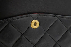 Τσάντα ώμου με μεσαία αλυσίδα CHANEL Classic Double Flap Μαύρο αρνί k79