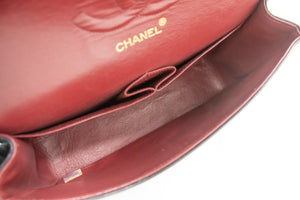 Τσάντα ώμου με μεσαία αλυσίδα CHANEL Classic Double Flap Μαύρο αρνί k79