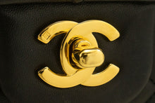 CHANEL Classic Double Flap 10" Chain Shoulder Bag Black Lambskin p58 hannari-shop