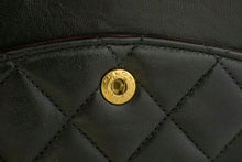 CHANEL Classic Double Flap 10" Chain Shoulder Bag Black Lambskin p58 hannari-shop