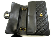 CHANEL Classic Double Flap 10" Chain Shoulder Bag Black Lambskin p58 hannari-shop