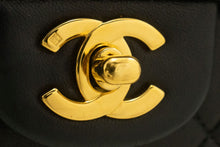CHANEL Classic Double Flap 10" Chain Shoulder Bag Black Lambskin p62 hannari-shop