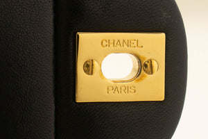 CHANEL Classic Double Flap 10" Chain Shoulder Bag Black Lambskin p62 hannari-shop