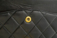 CHANEL Classic Double Flap 10" Chain Shoulder Bag Black Lambskin p62 hannari-shop