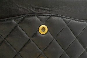 CHANEL Classic Double Flap 10" Chain Shoulder Bag Black Lambskin p62 hannari-shop