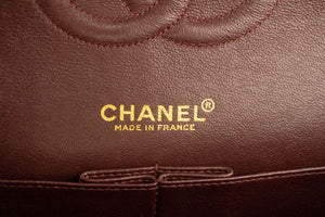 CHANEL Classic Double Flap 10" Chain Shoulder Bag Black Lambskin p62 hannari-shop