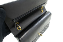 CHANEL Classic Double Flap 10" Chain Shoulder Bag Black Lambskin p62 hannari-shop