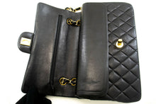 CHANEL Classic Double Flap 10" Chain Shoulder Bag Black Lambskin p62 hannari-shop