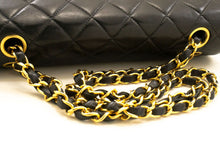 CHANEL Classic Double Flap 9" Chain Shoulder Bag Black Lambskin p68 hannari-shop