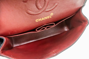 CHANEL Classic Double Flap 9" Chain Shoulder Bag Black Lambskin p68 hannari-shop