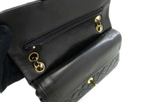 CHANEL Classic Double Flap 9" Chain Shoulder Bag Black Lambskin p68 hannari-shop