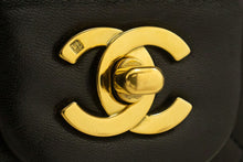 CHANEL Classic Double Flap 10" Chain Shoulder Bag Black Lambskin f91 hannari-shop