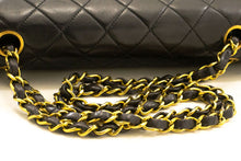 CHANEL Classic Double Flap 10" Chain Shoulder Bag Black Lambskin f91 hannari-shop