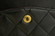 CHANEL Classic Double Flap 10" Chain Shoulder Bag Black Lambskin f91 hannari-shop