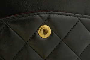 CHANEL Classic Double Flap 10" Chain Shoulder Bag Black Lambskin f91 hannari-shop
