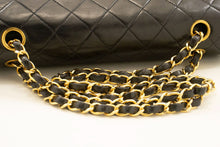 CHANEL Classic Double Flap 10" Chain Shoulder Bag Black Lambskin p64 hannari-shop