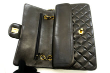 CHANEL Classic Double Flap 10" Chain Shoulder Bag Black Lambskin p64 hannari-shop