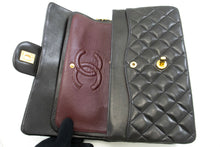 CHANEL Classic Double Flap 10" Chain Shoulder Bag Black Lambskin p64 hannari-shop