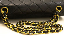 CHANEL Classic Double Flap 10" Chain Shoulder Bag Black Lambskin p61 hannari-shop