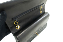 CHANEL Classic Double Flap 10" Chain Shoulder Bag Black Lambskin p61 hannari-shop