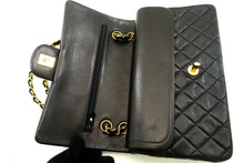 CHANEL Classic Double Flap 10" Chain Shoulder Bag Black Lambskin p61 hannari-shop