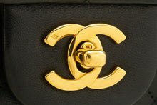 CHANEL Classic Double Flap 10" Chain Shoulder Bag Black Lambskin p76 hannari-shop