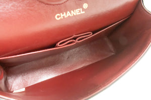 CHANEL Classic Double Flap 10" Chain Shoulder Bag Black Lambskin p76 hannari-shop