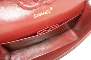 CHANEL Classic Double Flap 10" Chain Shoulder Bag Black Lambskin p76 hannari-shop
