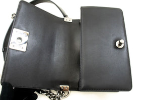 CHANEL Small Boy Chain Shoulder Bag Black Quilted Flap Calfskin p93 hannari-shop