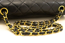 CHANEL Classic Double Flap 10" Chain Shoulder Bag Black Lambskin p84 hannari-shop
