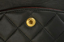 CHANEL Classic Double Flap 10" Chain Shoulder Bag Black Lambskin p84 hannari-shop