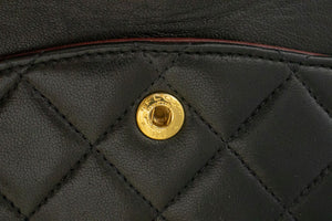 CHANEL Classic Double Flap 10" Chain Shoulder Bag Black Lambskin p84 hannari-shop
