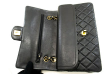 CHANEL Classic Double Flap 10" Chain Shoulder Bag Black Lambskin p84 hannari-shop