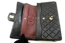 CHANEL Classic Double Flap 10" Chain Shoulder Bag Black Lambskin p84 hannari-shop