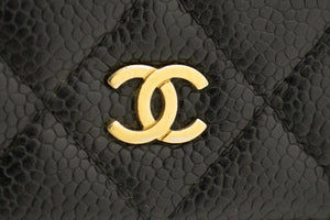 CHANEL Πορτοφόλι Caviar On Chain WOC Μαύρη τσάντα ώμου Crossbody L28