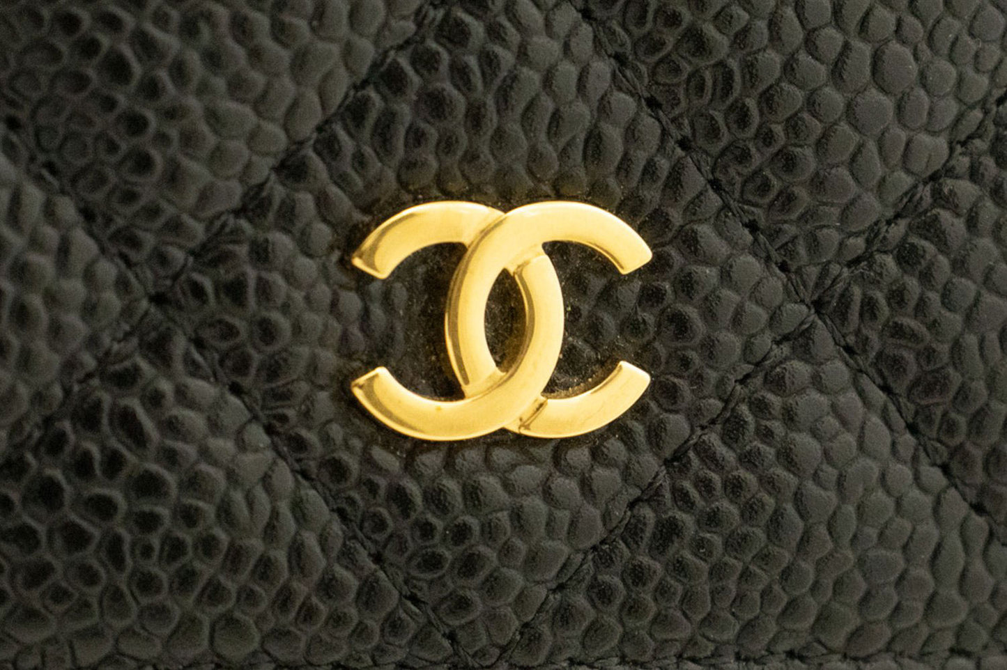 CHANEL Grained Calfskin Wallet On Chain WOC Sort Skuldertaske aa4 hannari-shop